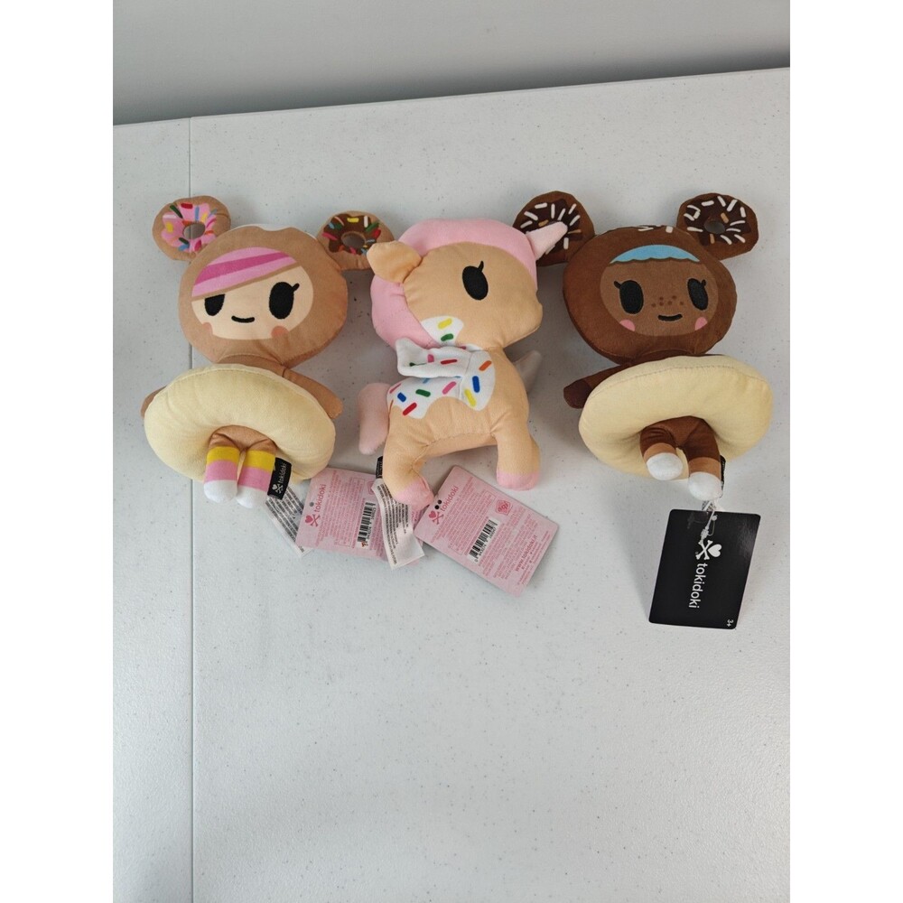 Tokidoki Set Of 3 Plushes Donutella, Chocotella & Dolce ~8 inches~ New With Tags